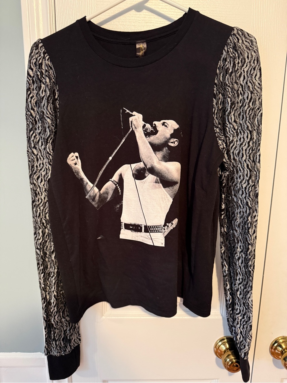 FREDDIE MERCURY QUEEN Band shirt with sparkly Sleeves